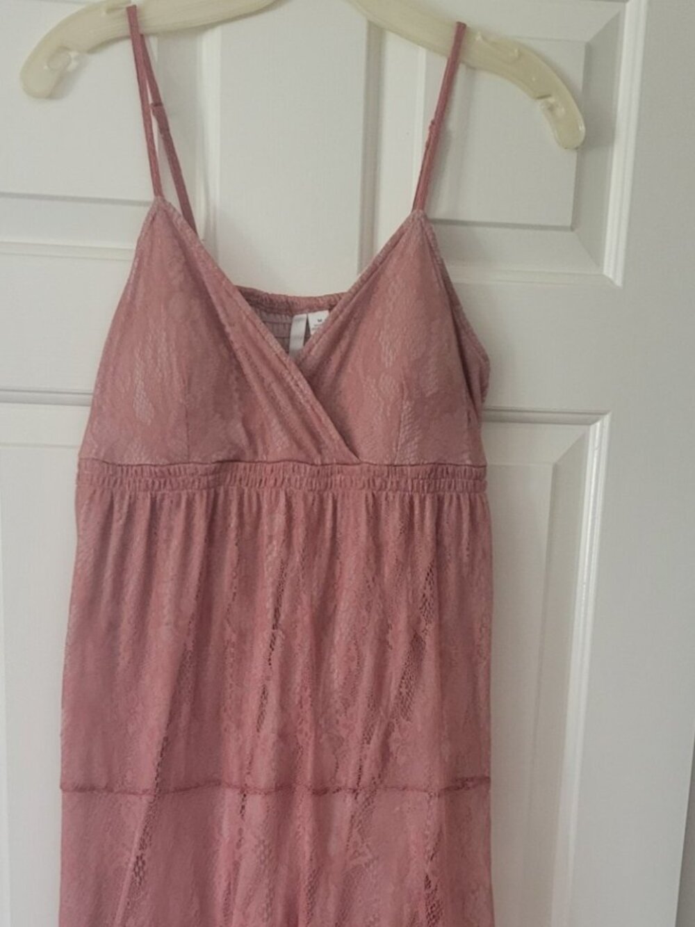 LAUREN CONRAD Women’s M Long Sun Soft Drape Dusty Rose Lace overlay
